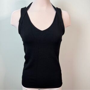 Etcetera Black Knit Sleeveless Halter-Style Tank Top | Size Small